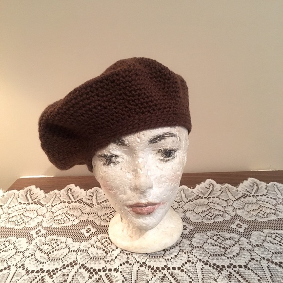 Brown Hand Crochet Beret - Picture 4 of 7